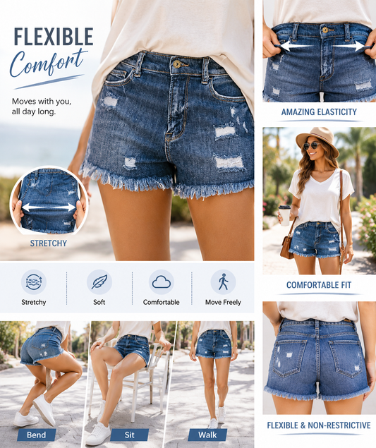 Mira Denim Shorts | Casual Mid Rise, 100% Cotton, Womens Jean Shorts 2