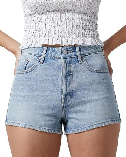 Mira Denim Shorts | Casual Mid Rise, 100% Cotton, Womens Jean Shorts 7