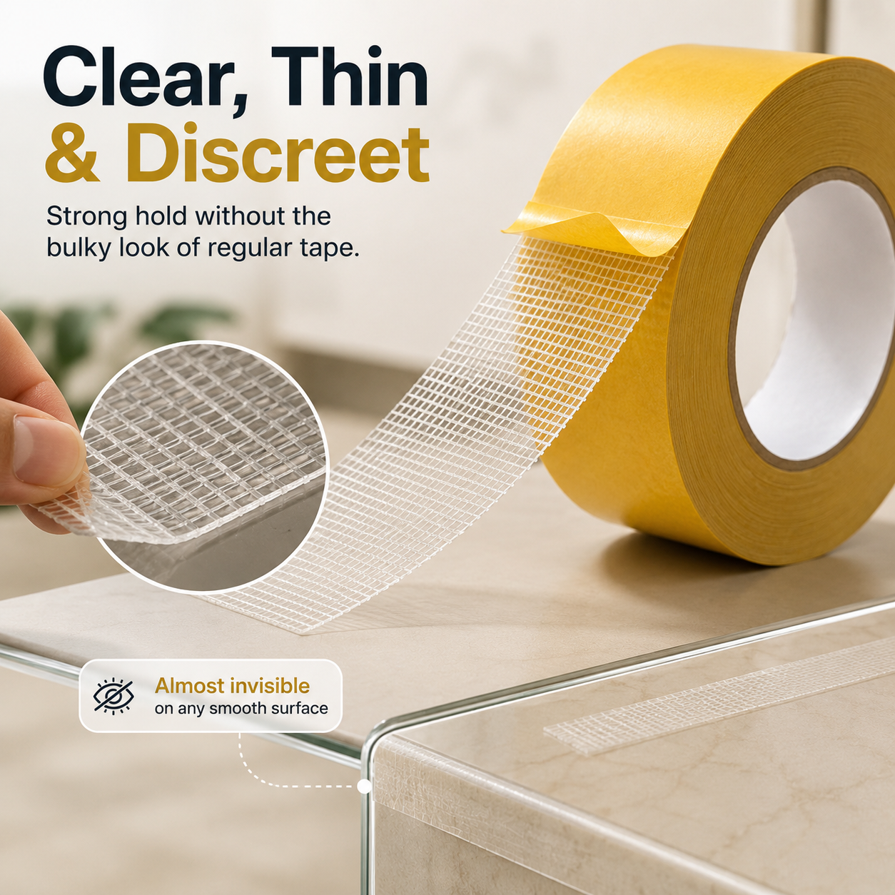 Mira Double-Sided Tape | High-Tack Adhesive, Mesh Design, 5 cm Wide 0