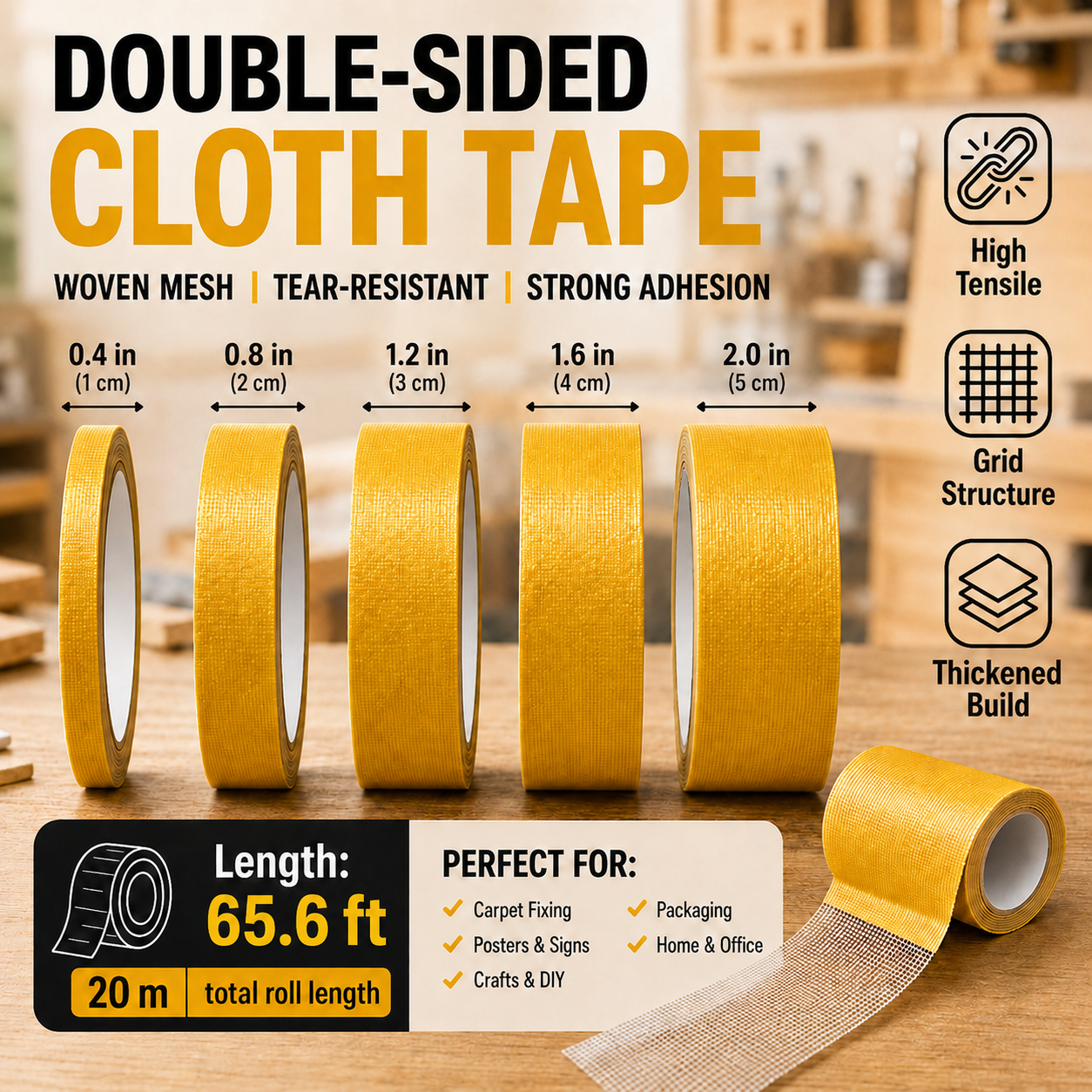 Mira Double-Sided Tape | High-Tack Adhesive, Mesh Design, 5 cm Wide 1