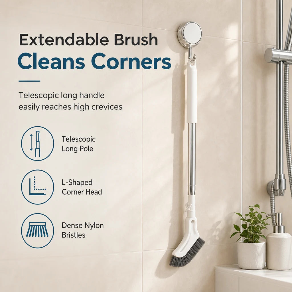 Mira Floor Scrub Brush | Extendable Long Handle, Durable Bristles for Deep Cleaning 1