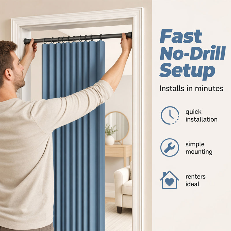 Mira Magnetic Door Curtain | No-Drill, Light Blocking, Accordion Design 3