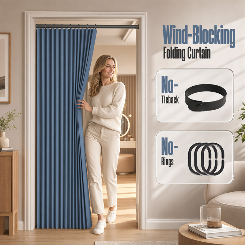 Mira Magnetic Door Curtain | No-Drill, Light Blocking, Accordion Design 7