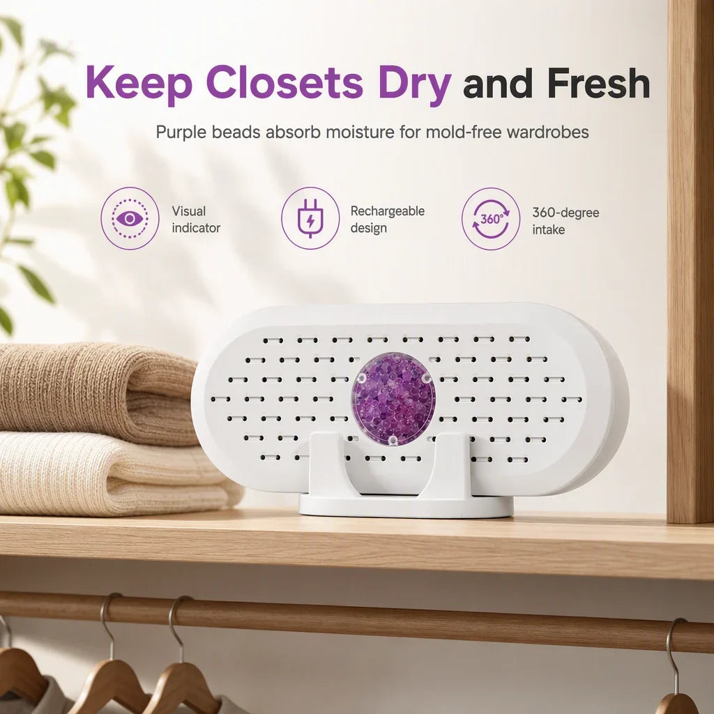 Mira Mini Dehumidifier | Reusable Silica Gel, USB Powered 1