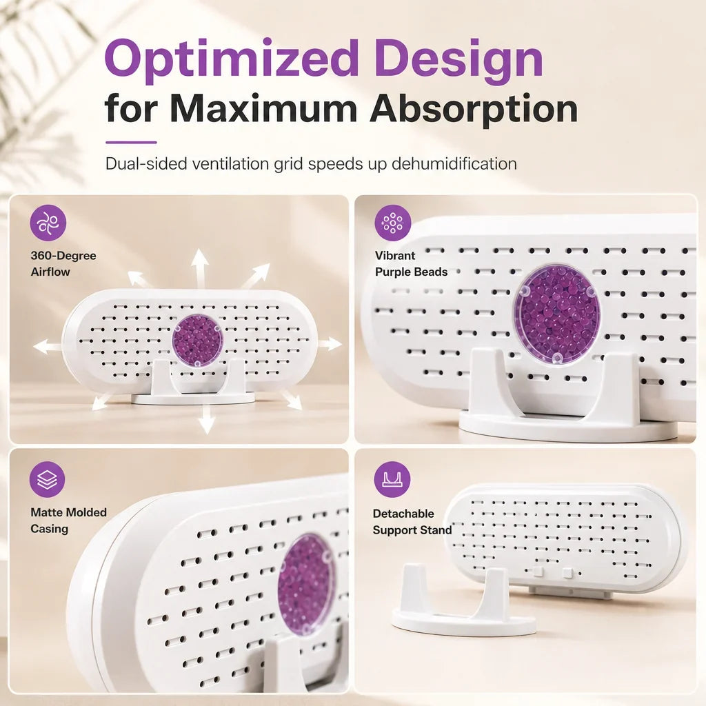 Mira Mini Dehumidifier | Reusable Silica Gel, USB Powered 5
