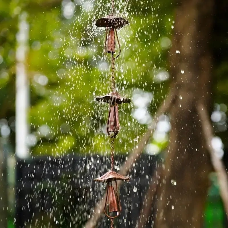 Mira Mushroom Rain Chain | Vintage Iron Gutter Replacement, Eco-Friendly
