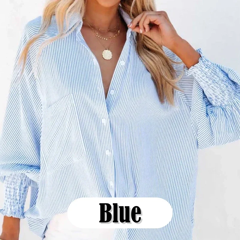 Mira smocket skjorte | Let polyester, V-hals, afslappet stil