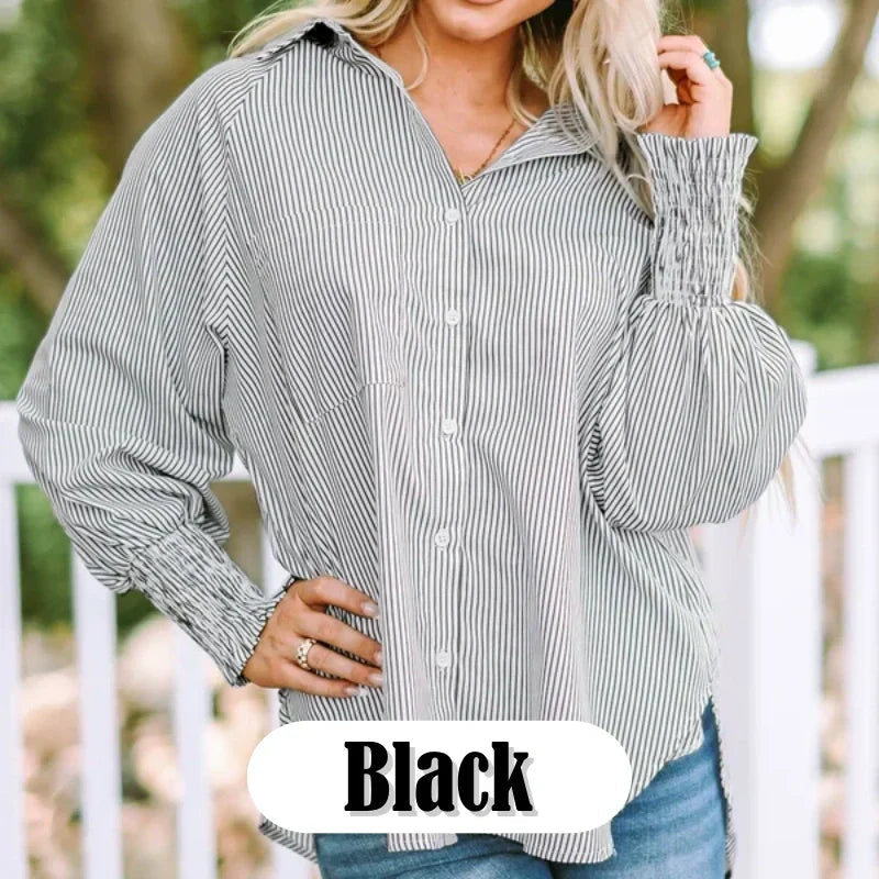 Mira Smocked Shirt | Lightweight Polyester, V-Neck, Casual Style 2