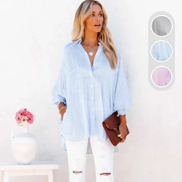 Mira Smocked Shirt | Lightweight Polyester, V-Neck, Casual Style 3