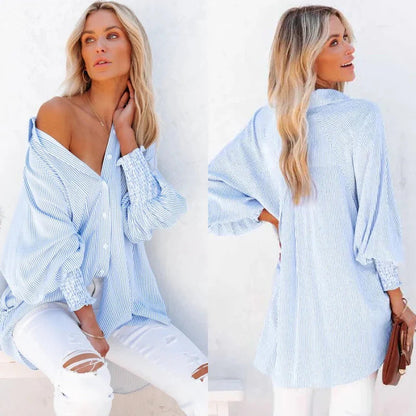 Mira Smocked Shirt | Lightweight Polyester, V-Neck, Casual Style 4