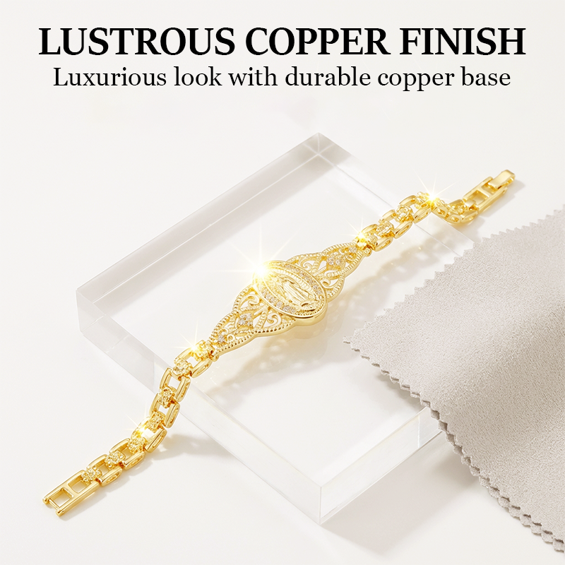 Mira Virgin Mary Bracelet | Elegant Hollow Flower Design, Hypoallergenic Copper 4