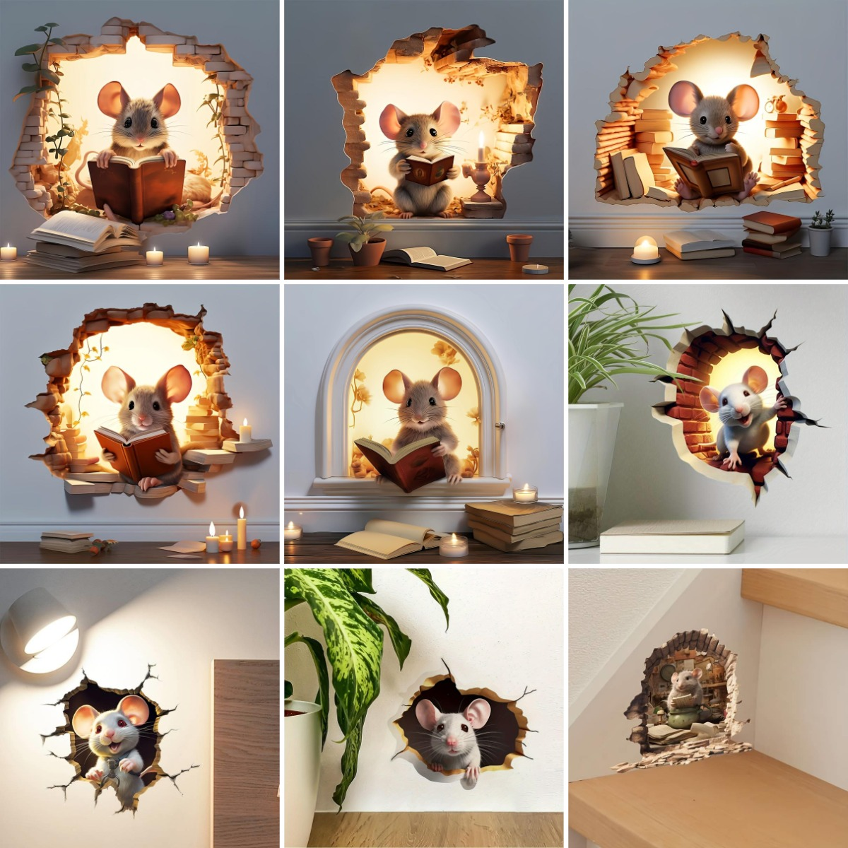 Mousello 3D Wall Sticker | Removable, Waterproof Cartoon Design 0