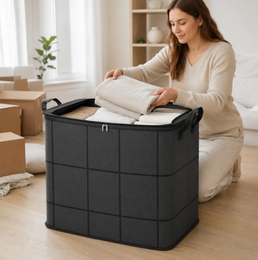 Nexa Storage Bin | Large Capacity Fabric Organizer with Zipper Closure 6