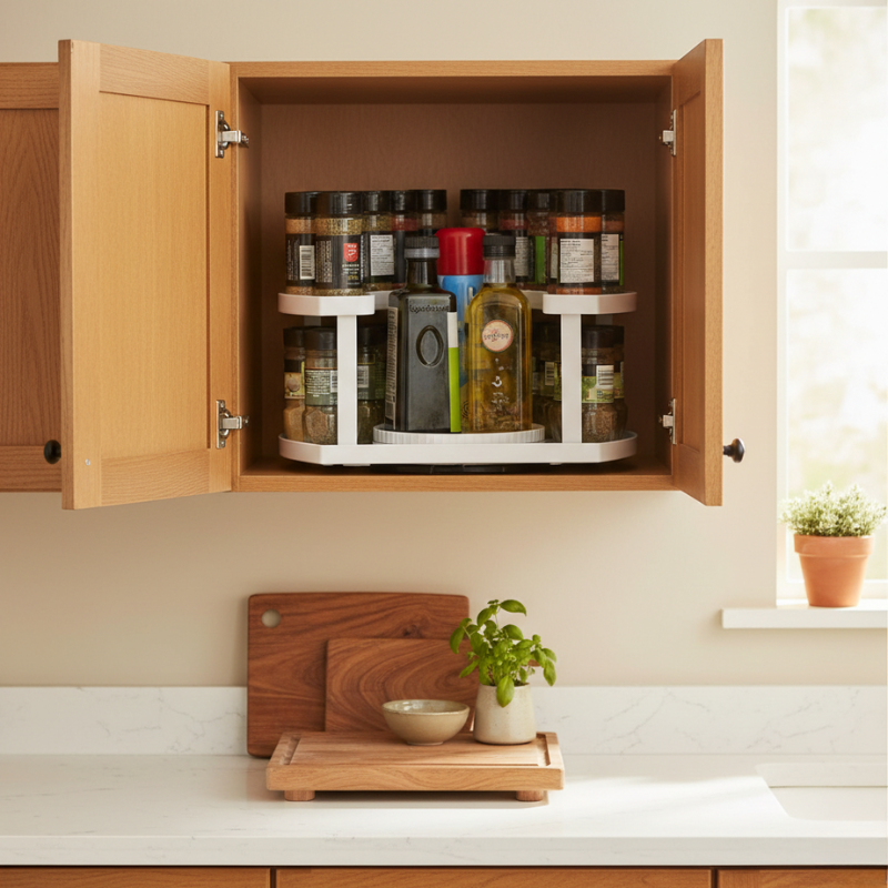 Nimble Gewürzregal-Organizer | 2-stufig D-Form, Drehbar, Höhenverstellbar