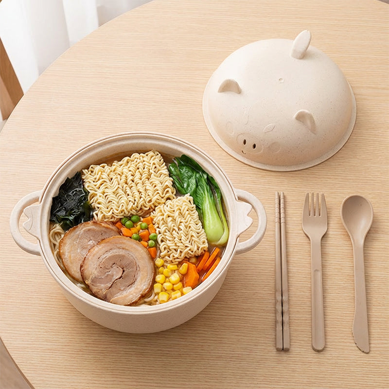 Noodle Bowl Set | 1300ml with Lid and Cutlery 2