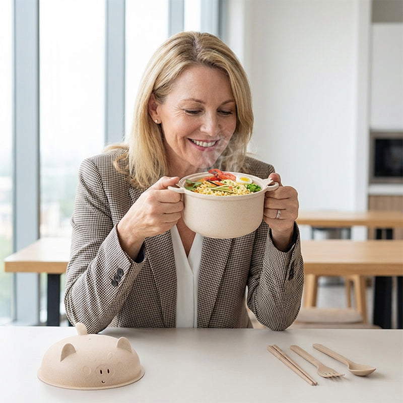 Noodle Bowl Set | 1300ml with Lid and Cutlery 3