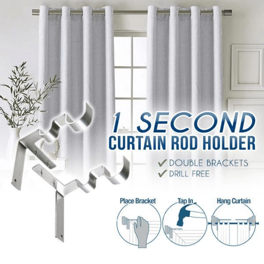 Nora Curtain Rod Brackets | No Drill, Heavy-Duty