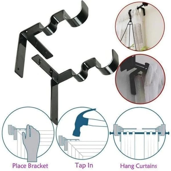 Nora Curtain Rod Brackets | No Drill, Heavy-Duty 3