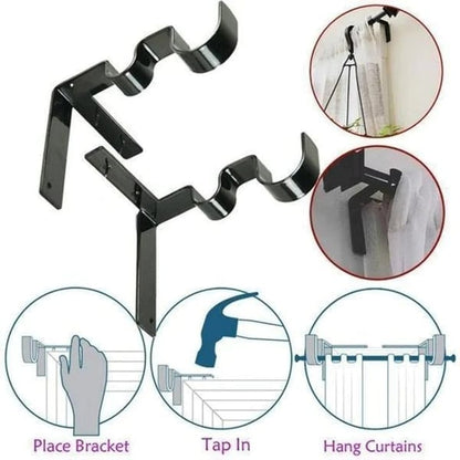 Nora Curtain Rod Brackets | No Drill, Heavy-Duty 3