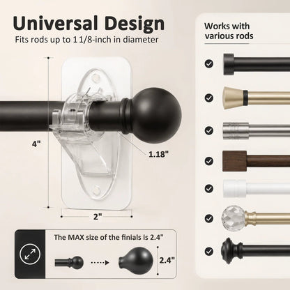 Nova Rod Brackets | Self-Adhesive, No Drill Required 1