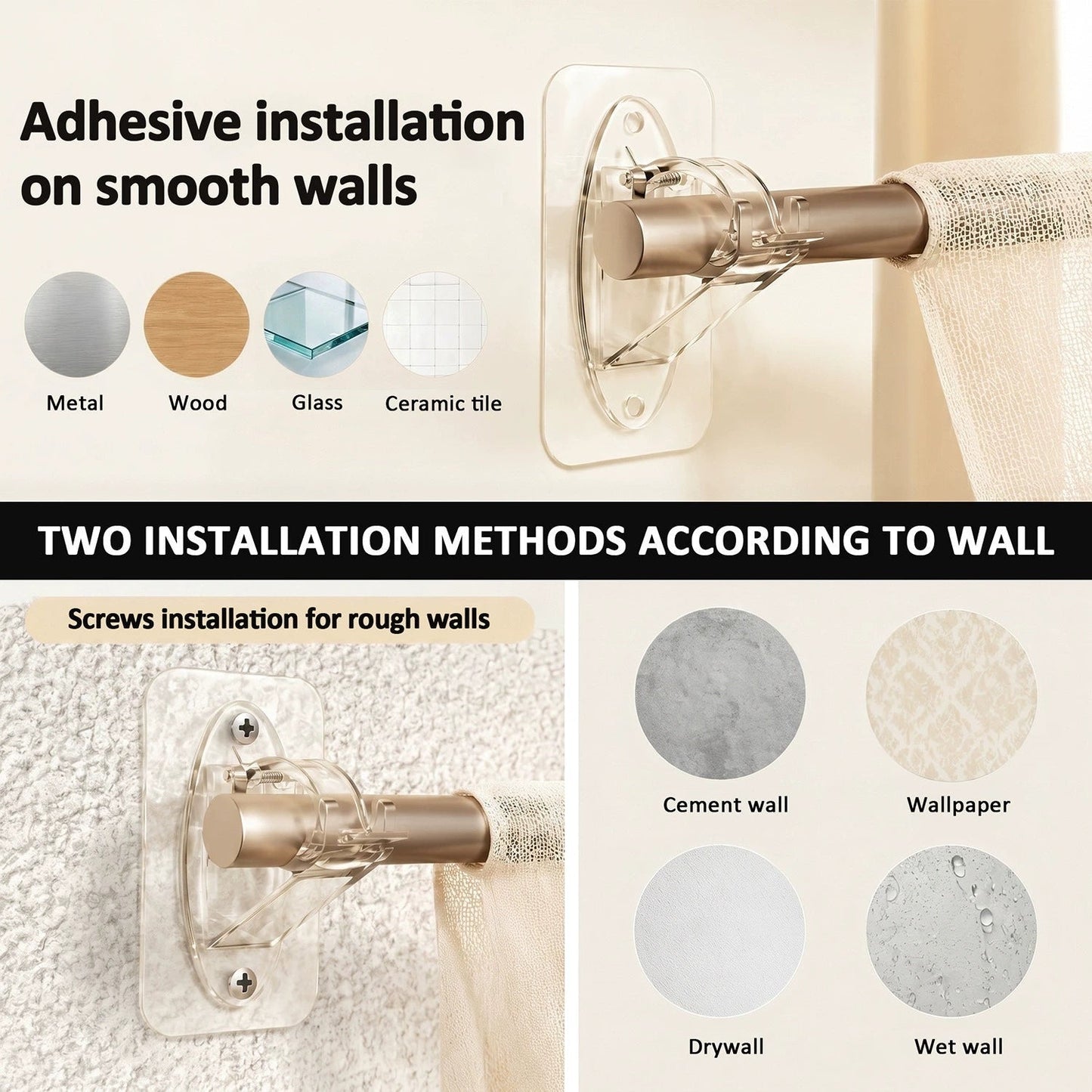 Nova Rod Brackets | Self-Adhesive, No Drill Required 3