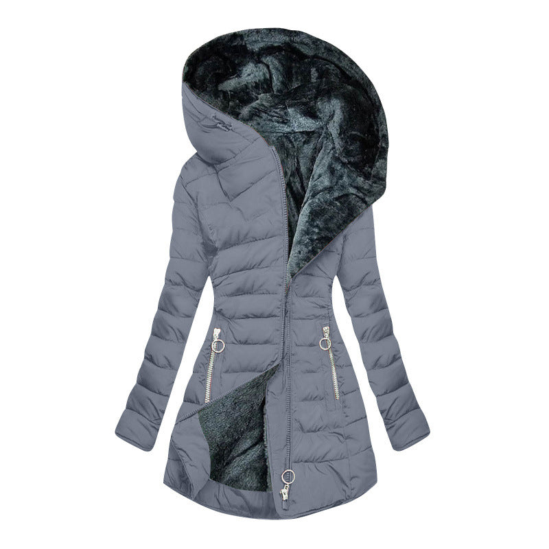 🔥❄️HEISSER VERKAUF 51%🧥 Wexlora Damen Kapuzen-Mid-Length Wintermantel mit Plüschfutter