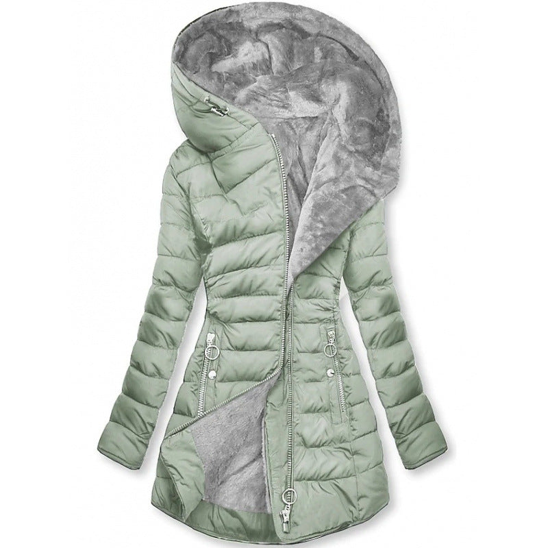 🔥❄️HEISSER VERKAUF 51%🧥 Wexlora Damen Kapuzen-Mid-Length Wintermantel mit Plüschfutter