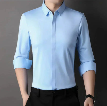 Camicia da Uomo Zylox Senza Pieghe con Bottoni