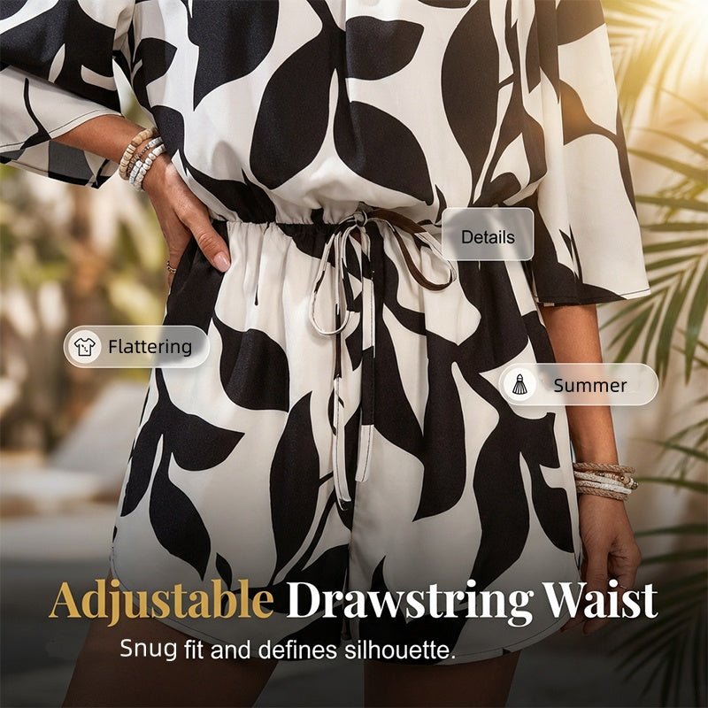 Oriana Off Shoulder Jumpsuit | Adjustable Drawstring, Abstract Print 4