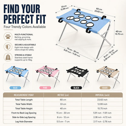 Pavo Pet Grooming Bed | 2-in-1 Foldable, Breathable Support 8