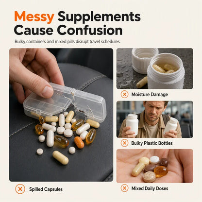 Pavo Pill Organizer | Compact 4-Compartment Travel Pill Case 2