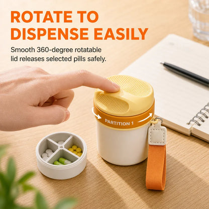 Pavo Pill Organizer | Compact 4-Compartment Travel Pill Case 3