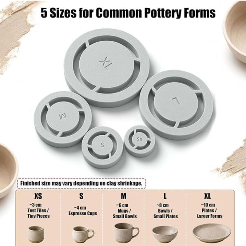 Pavo Pottery Tool | Multi-Size Clay Foot Ring Template for Trimming 2