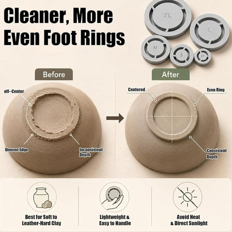 Pavo Pottery Tool | Multi-Size Clay Foot Ring Template for Trimming 3