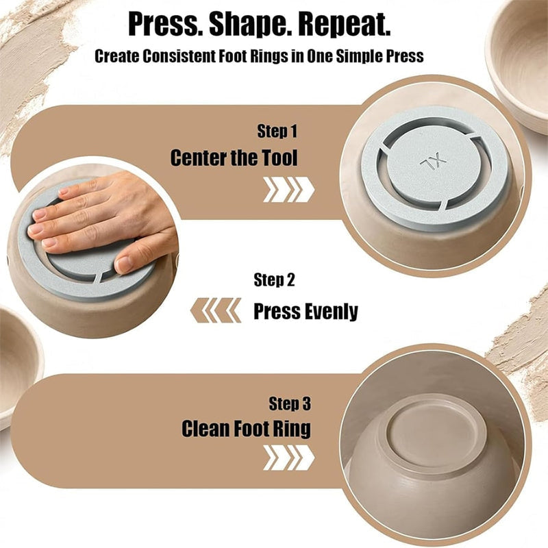 Pavo Pottery Tool | Multi-Size Clay Foot Ring Template for Trimming 6