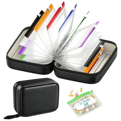 Pilo Weekly Pill Organizer | Waterproof, Color-Coded Travel Case with 14 Pouches 11