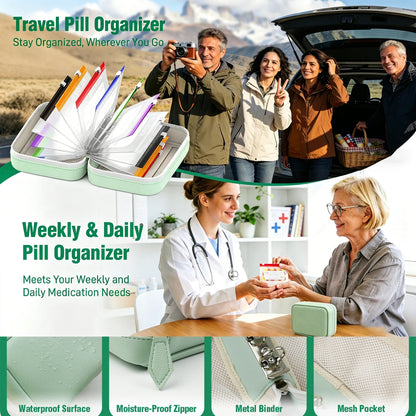 Pilo Weekly Pill Organizer | Waterproof, Color-Coded Travel Case with 14 Pouches 7