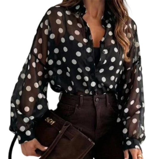 Pola Women's Blouse | Lightweight, Polka Dot Design, Plus Size Available 0