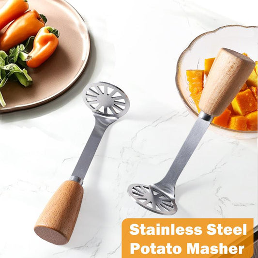 PuraMasher Potato Masher | Stainless Steel, Ergonomic Wooden Grip 0