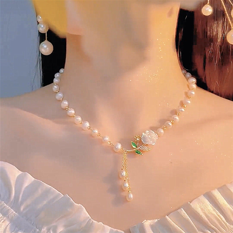 Raya Pearl Necklace | Adjustable Alloy with Zircon Accents 0