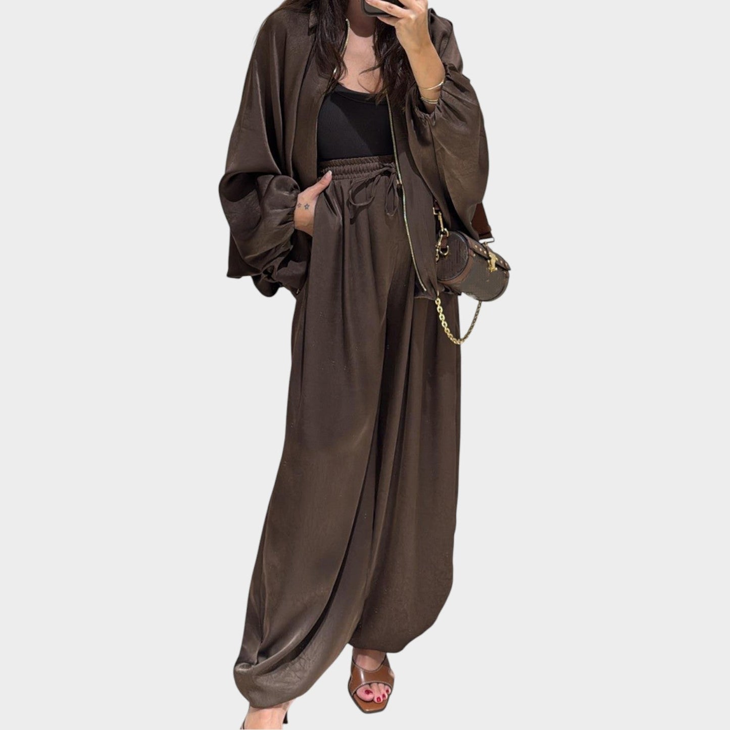 Rela Luxe Set | Flowy Outer Layer, Wide-Leg Trousers 2
