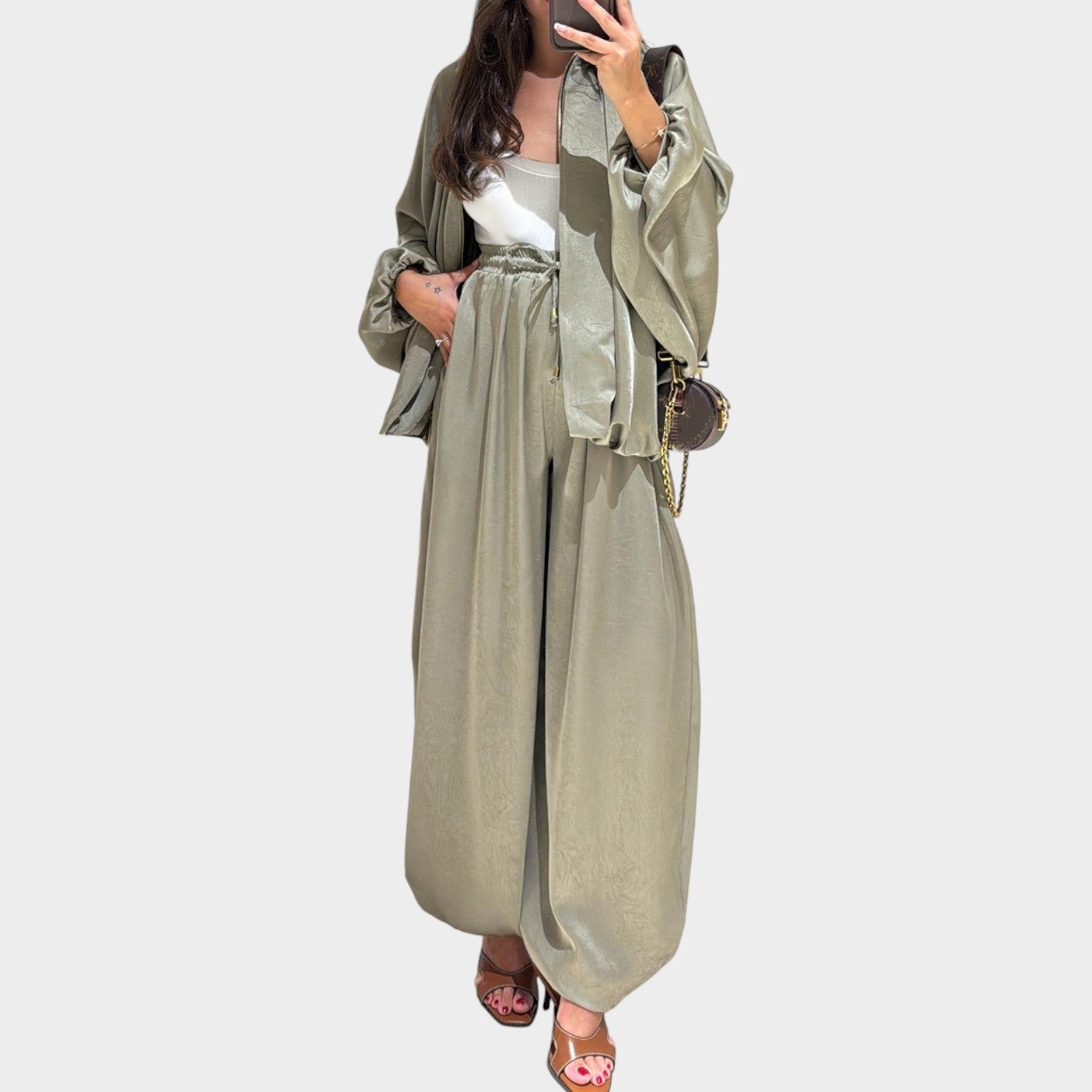 Rela Luxe Set | Flowy Outer Layer, Wide-Leg Trousers 5
