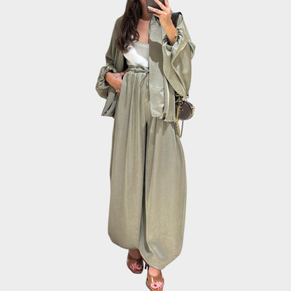 Rela Luxe Set | Flowy Outer Layer, Wide-Leg Trousers 5