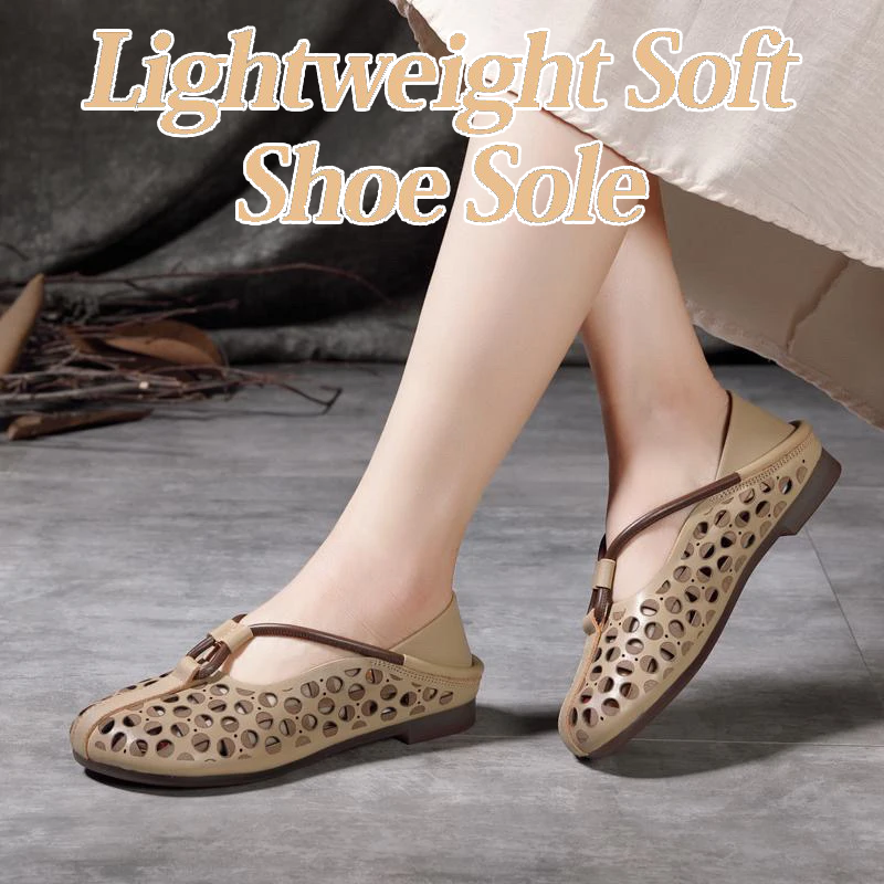 Rela Soft Leather Shoes | Retro Hollow Out Design, Lightweight Comfort 2