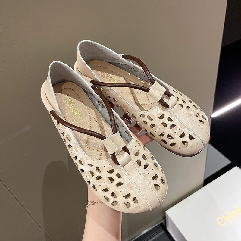 Rela Soft Leather Shoes | Retro Hollow Out Design, Lightweight Comfort 5