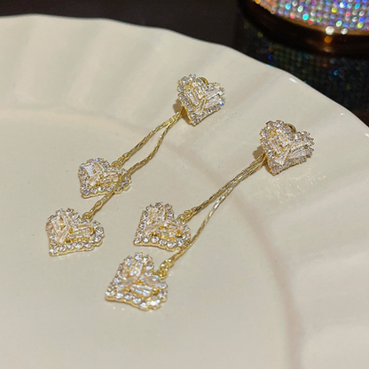 Rhea Heart Drop Earrings | Elegant Gold-Tone, Lightweight Design 3