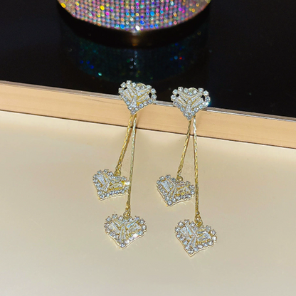 Rhea Heart Drop Earrings | Elegant Gold-Tone, Lightweight Design 4