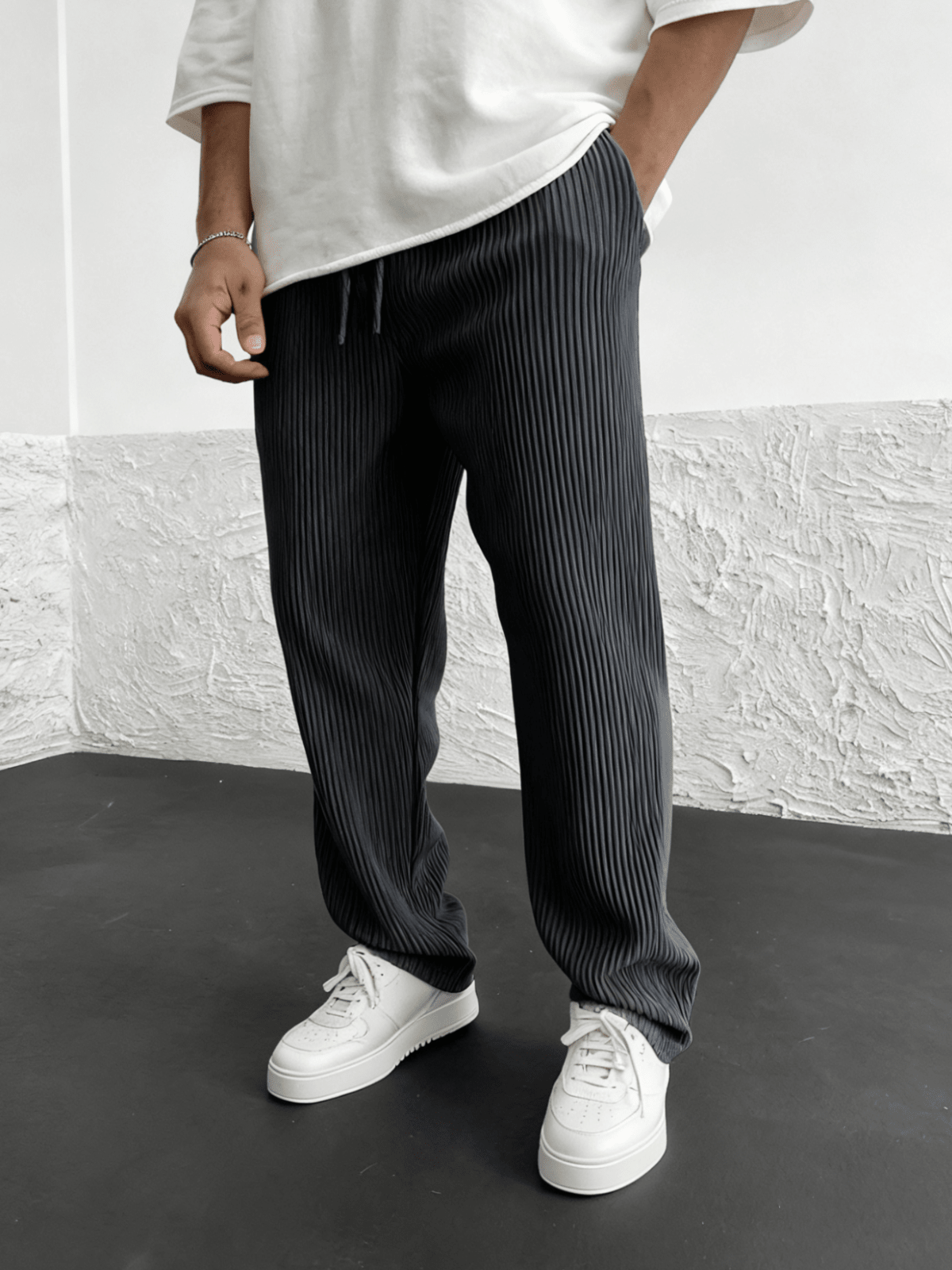 Ridge Wide Leg Pants Women | Heavyweight Vertical Rib Knit, Stretch Waist 10