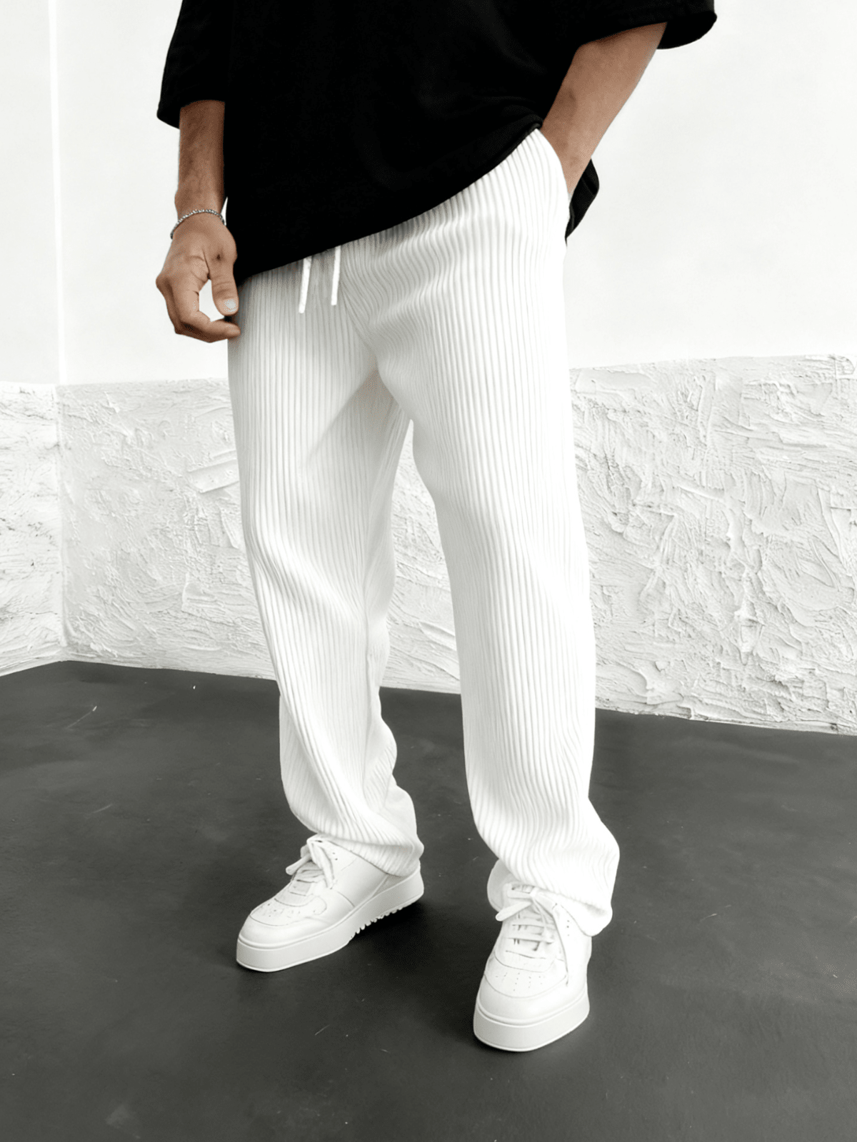 Ridge Wide Leg Pants Women | Heavyweight Vertical Rib Knit, Stretch Waist 11