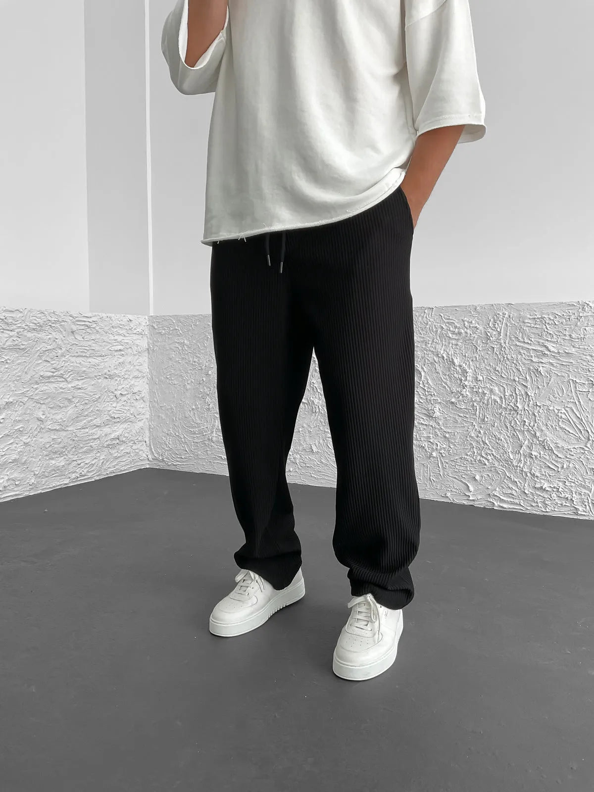 Ridge Wide Leg Pants Women | Heavyweight Vertical Rib Knit, Stretch Waist 3